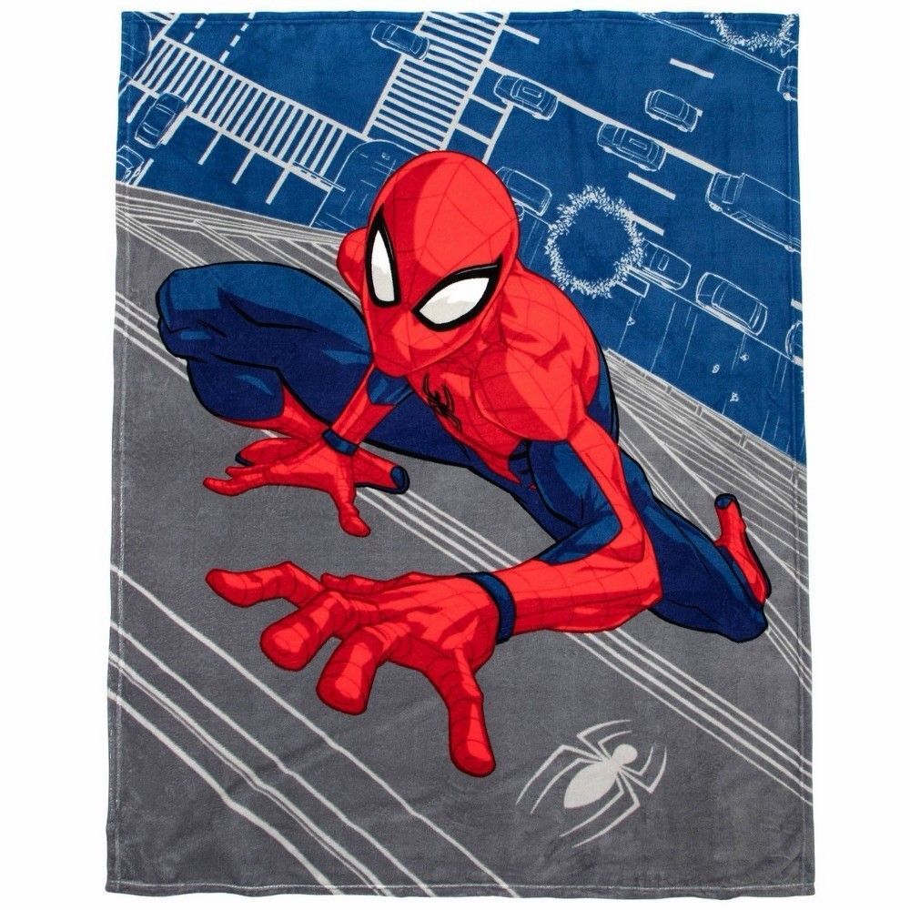 Marvel Spider-Man Kids Throw Blanket 46x60 Red Blue New Without Tags